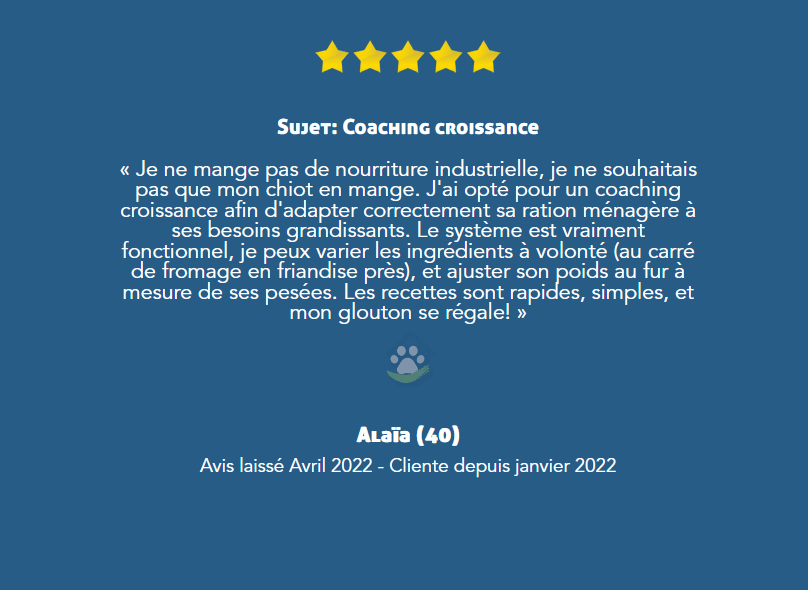 Avis sur le coaching croissance de Cuisine-a-crocs - témoignage  de Alaïa